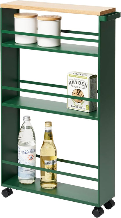 YAMAZAKI Home Slim Rolling Storage Cart – Narrow Kitchen Storage Cabinet by YamazakiHome