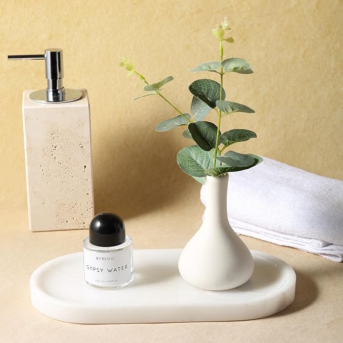 Koville African Natural White Marble Decorative Tray, Catchall Tray - Image 7
