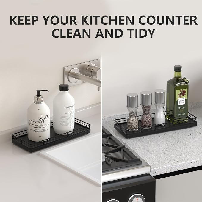 Bathroom Tray for Counter Top Organizer – Oak Wood Vanity Tray - Image 4
