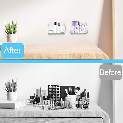CGBE 2 Packs Cabinet Door Organizer, Acrylic Adhesive Shelf Wall Mounted Storage - Image 8