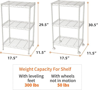 SINGAYE 3 Small Shelves Storage Shelf Wire Shelving Unit Metal Shelf Adjustable - Image 3