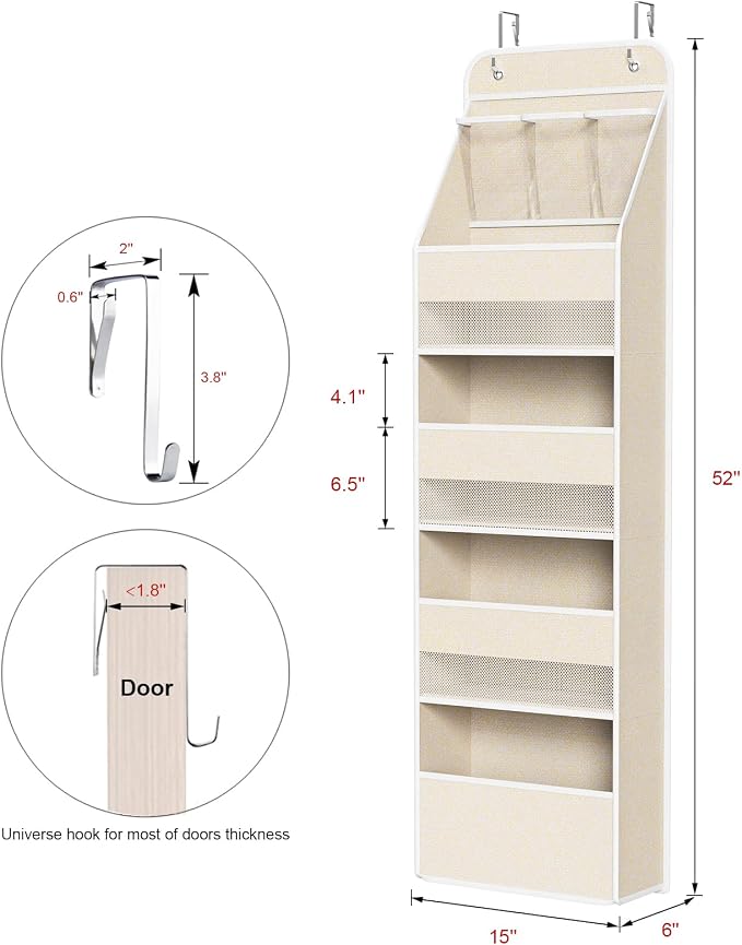 Univivi 5-Shelf Over Door Hanging Organizer Fabric Door Storage - Image 3