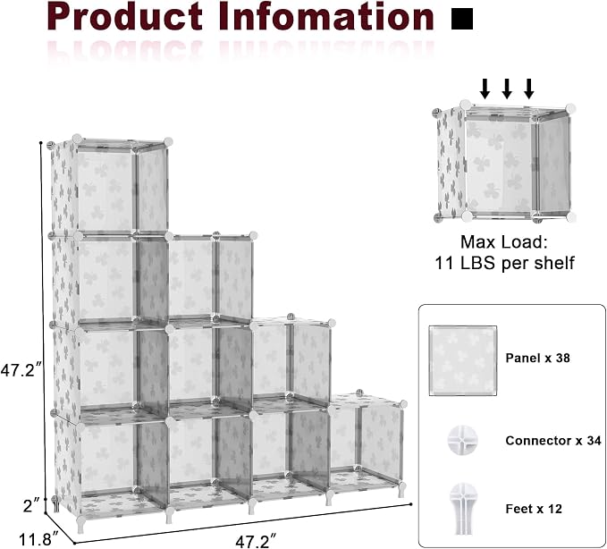 UNKU Cube Storage Organizer, 10 Cube Closet Organizer Storage Shelves, DIY - Image 3