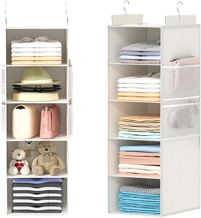 Extra Deep Hanging Closet Organizers and Storage, 5-Tier Closet Hanging by ALLTIDYUP