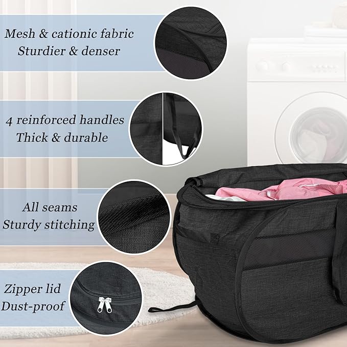 100L Extra Large Mesh Pop Up Laundry Hamper - Image 5
