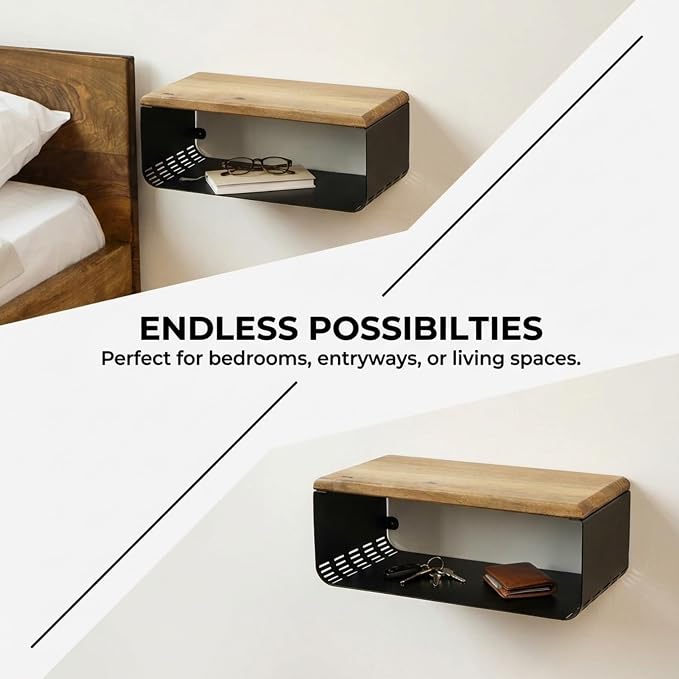 Floating Nightstand with Walnut Top | Modern Bedroom Decor | Minimalist - Image 8