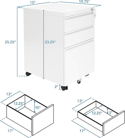 Mount-It! 3 Drawer Cabinet for Under Desk - Image 3