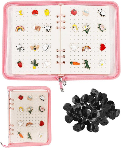 UCEC Pink Enamel Pin Display Book & 50 PCS Pin Backs A5 Album Pin Collection by UCEC