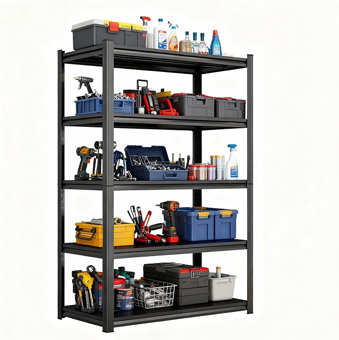 Storage Shelves, Garage Metal Shelving Unit, Adjustable, Double-Layer Column by Beaunatixx