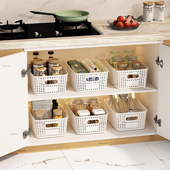 White Plastic Storage Baskets - Image 7