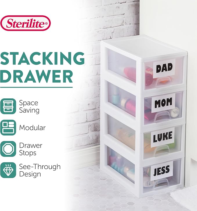 Sterilite 6-Pack Stacking Drawer, 6 Quart, and Makeup Organization - Image 4
