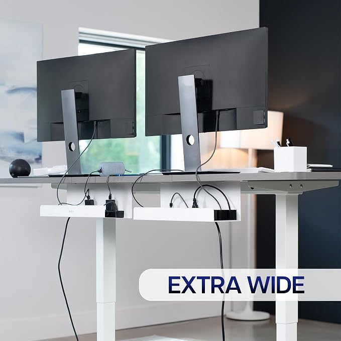 VIVO Under Desk 17 inch Extra Deep Cable Management Trays, Power Strip Holders - Image 2