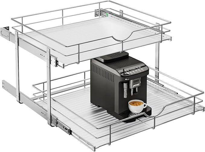 WelFurGeer 2-Tier Kitchen Cabinet Pullout Shelf and Drawer Organizer, Soft by WelFurGeer