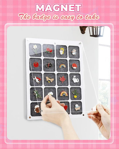 UCEC 20 Grids Clear Acrylic Pin Display Board & 50 PCS Rubber Pin Backs - Image 4