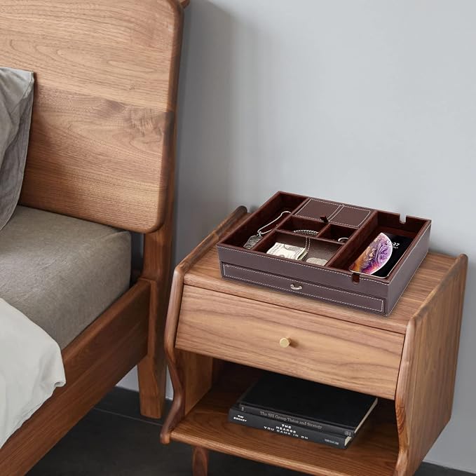Baoyun Valet Tray for Men, 2 Layers Nightstand Organizers for Men and Women - Image 3