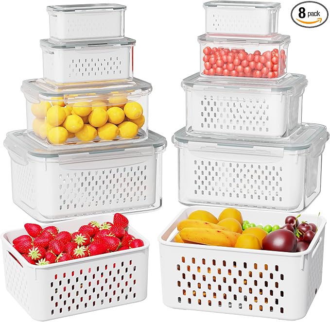 8 Pcs Fruit Storage Containers for Fridge by Unknown