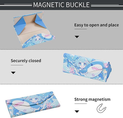 Foldable Glasses Case, Magnetic PU Leahter Sunglasses Case, Cute Hard Shell - Image 3