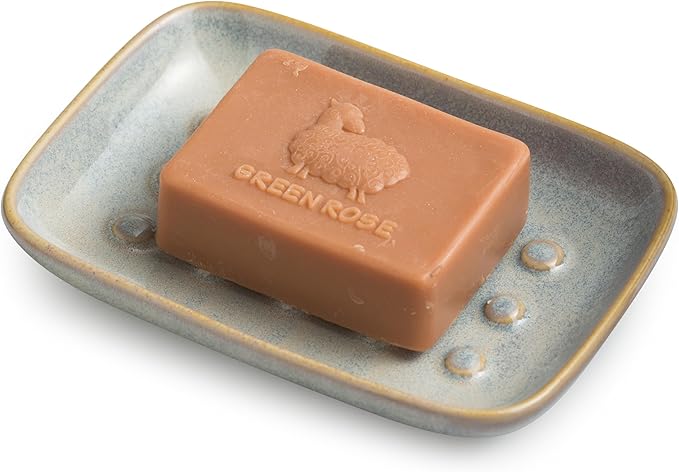 Soap Dish for Shower, Ceramic Soap Dish Non-Slip Soap Holder Bar Saver Tray for by Miamolo