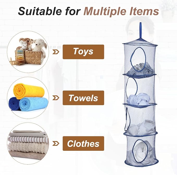 uxcell 2Pcs Mesh Hanging Storage Basket, Dark Blue - Image 4