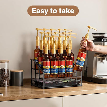 Coffee Syrup Rack Organizer, 4-Tier 12 Bottle Syrup Rack - Image 2