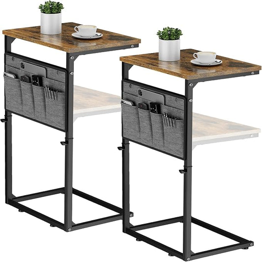 Vagusicc C Shaped End Table, Adjustable Height Small Couch Side Table by Vagusicc