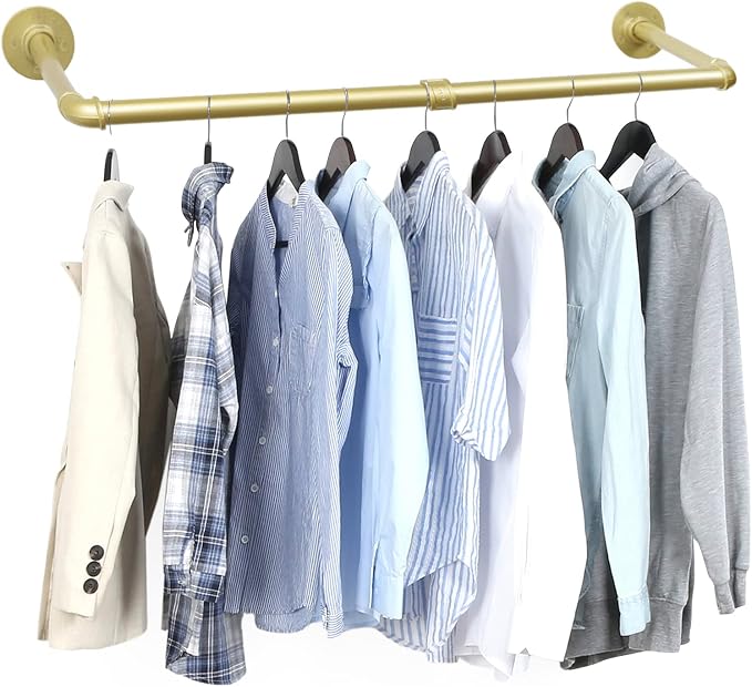 36 inch Gold Industrial Pipe Clothes Rack, Pipe Garment Rack Hanging Rod Bar by Oroonoko