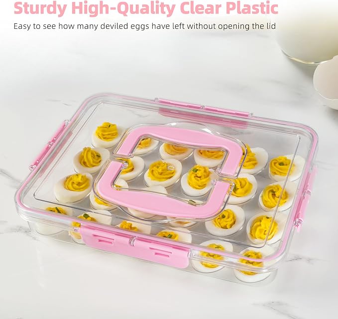 Deviled Egg Containers with Lid and Handle, Durable Clear Plastic Deviled Egg - Image 8
