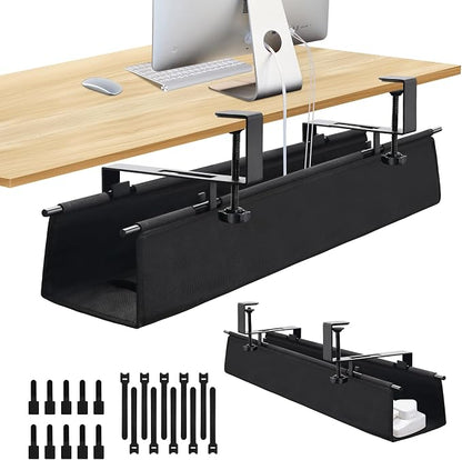 Under Desk Cable Management Tray, Clamp-On Cord Organizer，No Drilling Required by SKYROSEXSDCT