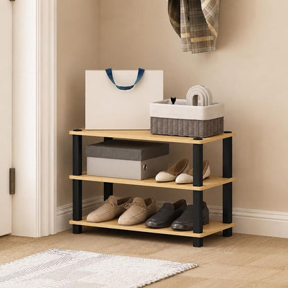 Furinno Turn-S-Tube 3-Tier Shoe Rack, Light Cherry/Black | 11.6 x 23.6 x 22.2 - Image 2