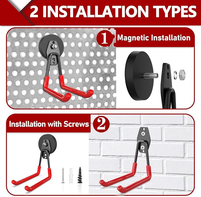 3-H Heavy Duty Magnet Garage Hooks 4 Pack, Extra Large Strong Magnetic Hooks - Image 3