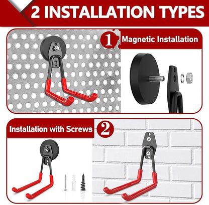 3-H Heavy Duty Magnet Garage Hooks 4 Pack, Extra Large Strong Magnetic Hooks - Image 3