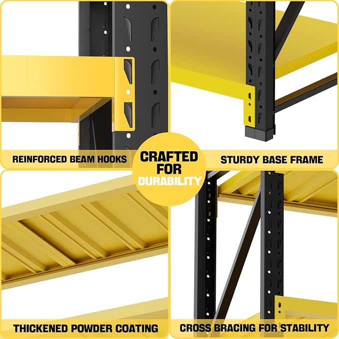 Heavy Duty Warehouse Shelving 4-Tier Industrial Steel Storage Shelves, 2600LB - Image 3