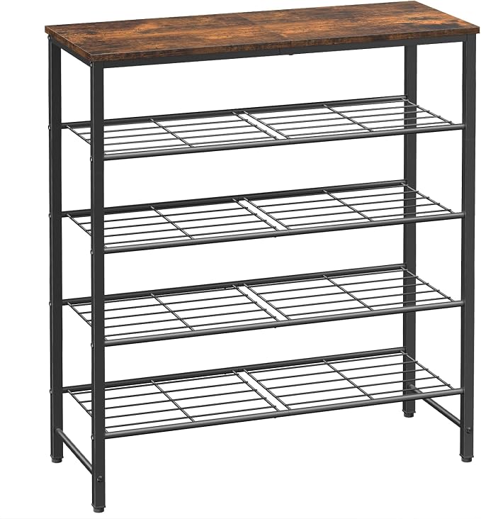 Kitsure Shoe Rack for Closet, Rustic Brown Shoe Organizer by Kitsure