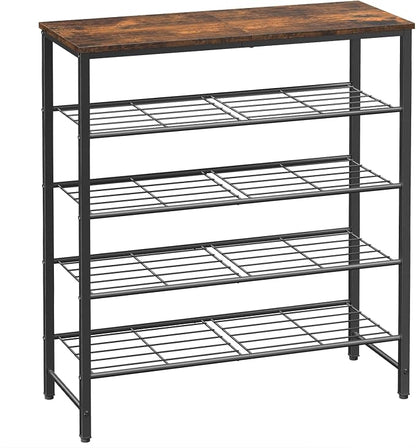 Kitsure Shoe Rack for Closet, Rustic Brown Shoe Organizer by Kitsure