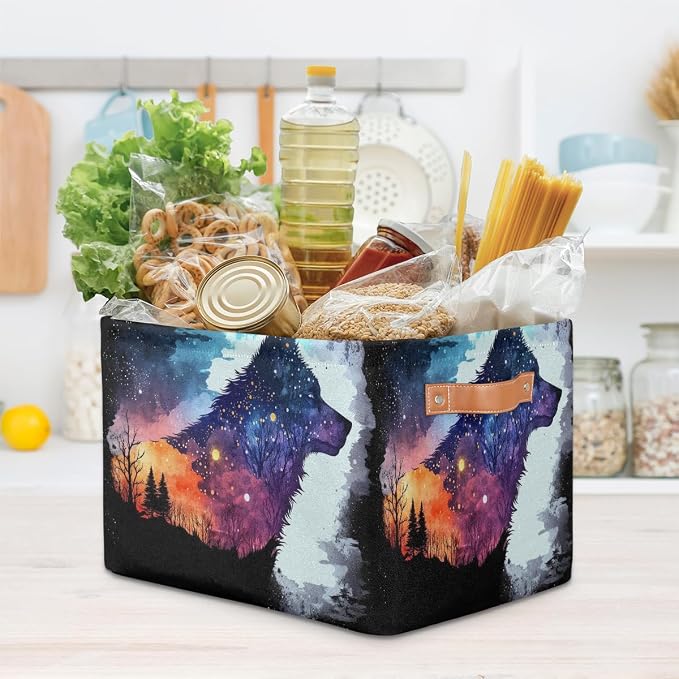 Pardick colorful galaxy animal wolf Basket Storage Bins Large Fabric Toys - Image 7