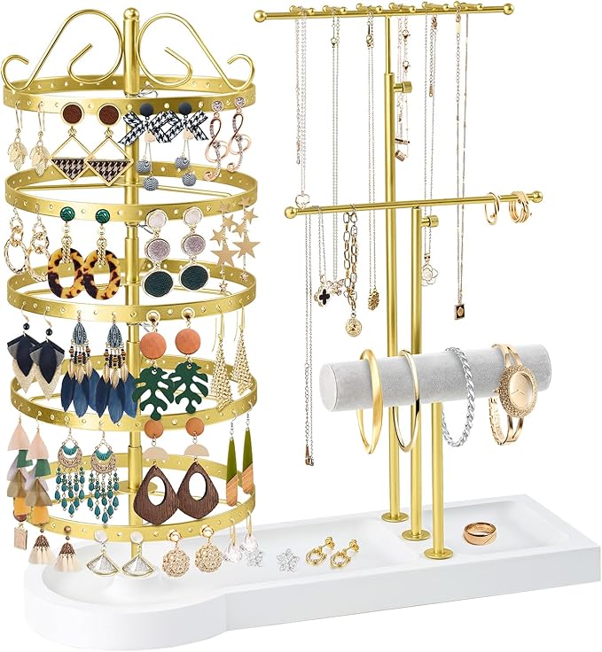 Jewelry Organizer Stand, Metal Rotating Earring Holder Organizer by SMFANLIN