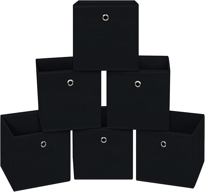 Black Foldable Storage Cubes Bins, 11 Inch Cloth Storage Cube Fabric Storage by NieEnjoy