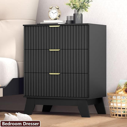 Fluted Dresser for Bedroom, 3 Drawer Dresser for Closet, Storage Cabinet and - Image 4