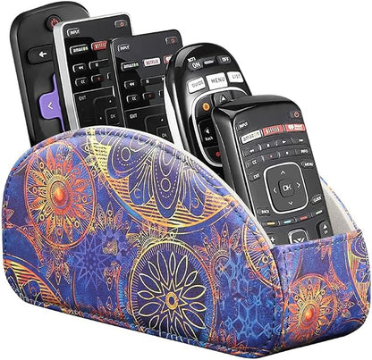 TV Remote Control Holder with 5 Compartments, Pu Leather Remote Caddy/Box/Tray by YAPISHI