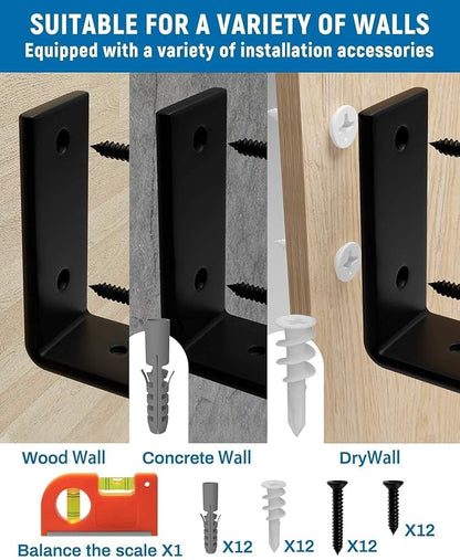 LEOPO Shelf Brackets 12 inch, 1/5 inch Thick 6-Pack Heavy Duty Industrial - Image 6