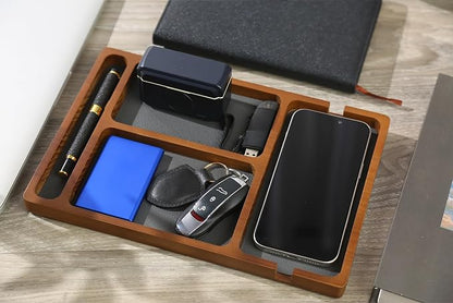 Shinpuru Wooden Valet Tray for Men, Nightstand Organizer - Image 9