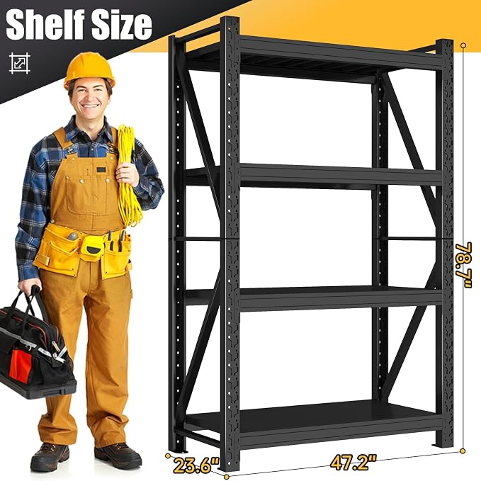 4000LBS Garage Shelving Heavy Duty, 48” W Storage Shelves, 4-Tier Adjustable - Image 2