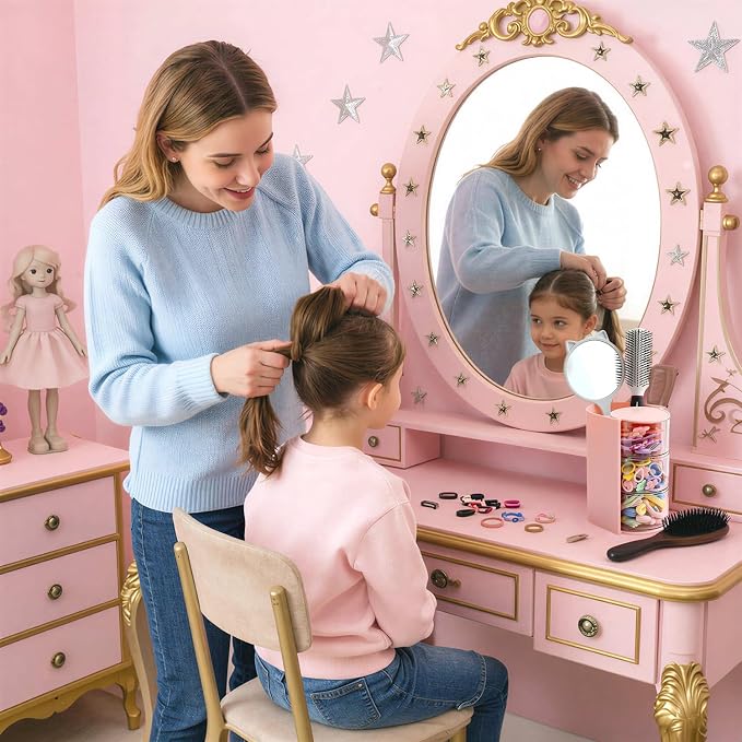 Clear Hair Accessories Organizer & Hair Brush Holder, Rotatable Makeup Brush - Image 3