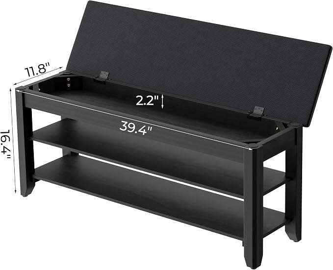 Homleke 2-Tier Solid Wood Shoe Rack Bench - Image 2