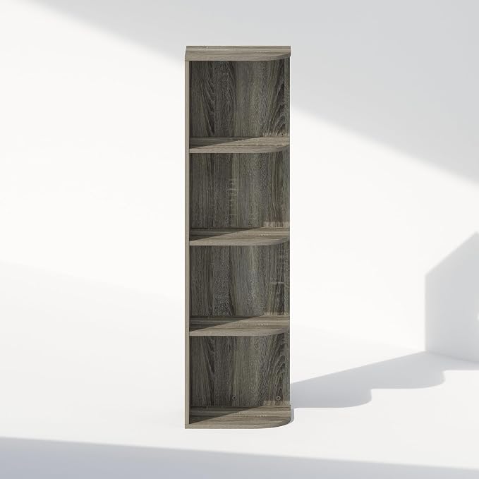Furinno Reed Corner Shelf, 4-Tier Corner Bookshelf, Book Shelf, Corner Shelves - Image 7