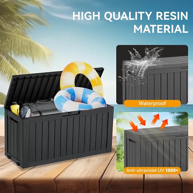Outdoor Storage Box, Resin Deck Boxes Outdoor Waterproof - Image 3