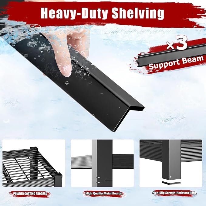 62" W 3050LBS Storage Shelves Unit, 5 Tier Heavy Duty Metal Shelving Unit and - Image 5