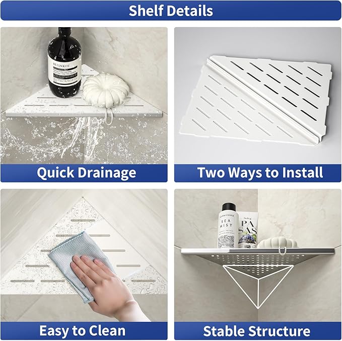 Corner Shower Shelf, 304 Stainless Steel - Image 2