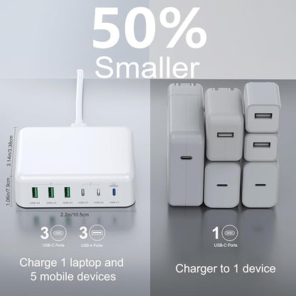USB C Fast Charger, 150W GaN 6 Port Type C Charging Station Hub Block Cube - Image 8