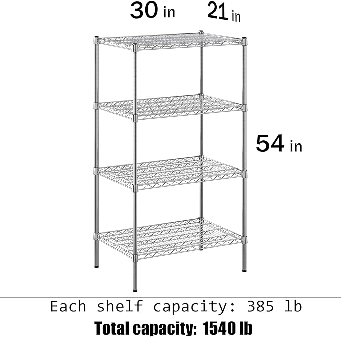 21" Deep x 30" Wide x 54" Height Wire Shelving Kit | 4-Tier | NSF Commercial - Image 3